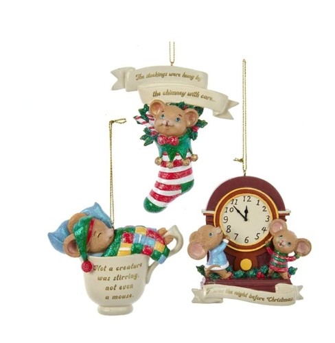 Kurt Adler Die Nacht vor Weihnachten Mausornamente, 3er Set (E0645)
