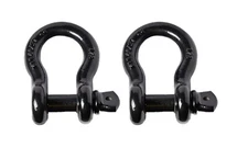 2x Bow Shackle BLACK 7/8" D-Ring 6.5 Ton w 1" Clevis Screw Pin 14000 lbs Hummer