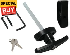 T-Handle Lock Shed Door Latch Lock Kit with 2 Keys and 2 Screws, 5-1/2" Stem Bar