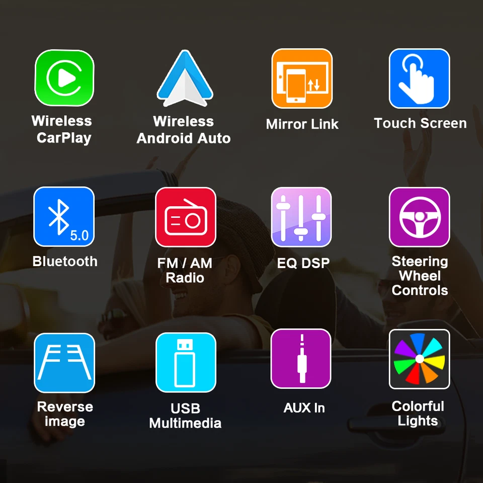 Radio estéreo para automóvil única 1DIN 7" Apple Carplay Android Auto GPS Pantalla abatible Foto 4 de 4