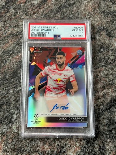 Josko Gvardiol 2021-22 Topps Finest UCL #BAGV Auto PSA 10 Rookie RC