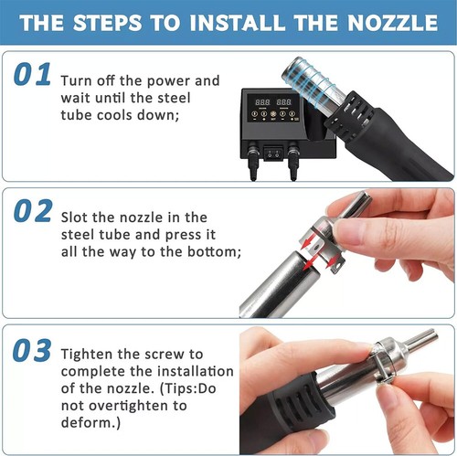 2 IN 1 Soldering Iron Rework Station Hot Air Gun Digital Solder Weld SMD 600W US - Picture 8 of 21