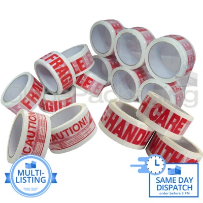 GLOBE GEDRUCKTE GERÄUSCHARME 2" 66M PACKBÄNDER - ZERBRECHLICH, SORGFÄLTIGER HANDHABUNG, VORSICHT USW.