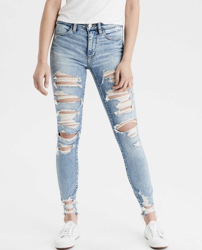 American Eagle Women High Rise Jegging Size 2 Regular distressed ripped  Jean | eBay