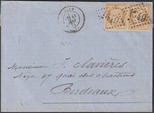 FRANCE: n°36 en paire sur lettre de Gien (1871)