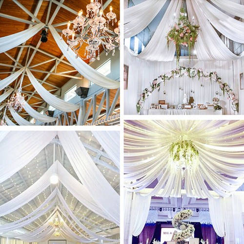 Wedding Event Ceiling Drapes Chiffon Roof Canopy Decor Arch Draping Fabric - Picture 15 of 27
