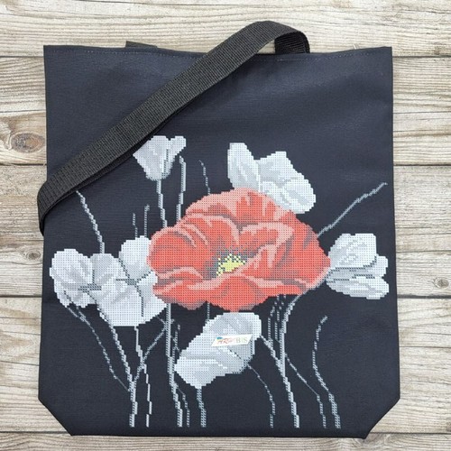 Poppy Tote Bag DIY Bead Embroidery Kit Needlepoint Handbag For Women sv71 - Picture 16 of 20