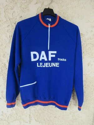 Maillot Sweat col zip cycliste DAF TRUCKS LEJEUNE vintage shirt jersey trikot M - Photo 1/4