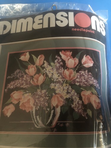 1991 Dimensions Lilacs and Tulips Barbara Mock Needlepoint Kit New #2393 - Picture 2 of 6