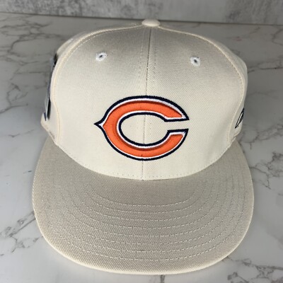 Deadstock 2002 Y2K Chicago Bears ON FIELD Off White Fitted Cap Hat VTG 7 1/8