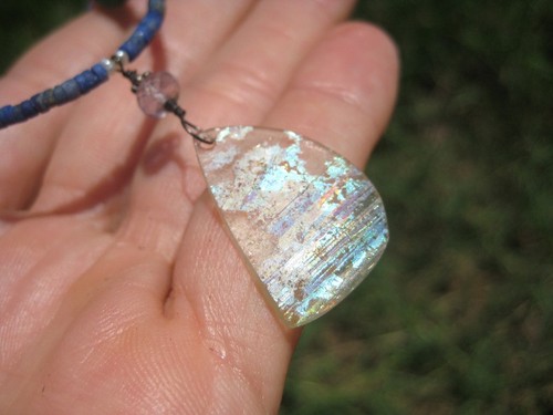 925 Silver Old Roman Glass Jade necklace Afghanistan Jewelry art A29 - Picture 2 of 8