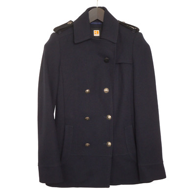Women HUGO BOSS Coat Navy Blue Military Style Size DE32 F34 UK4 IT36 US0 VAN739