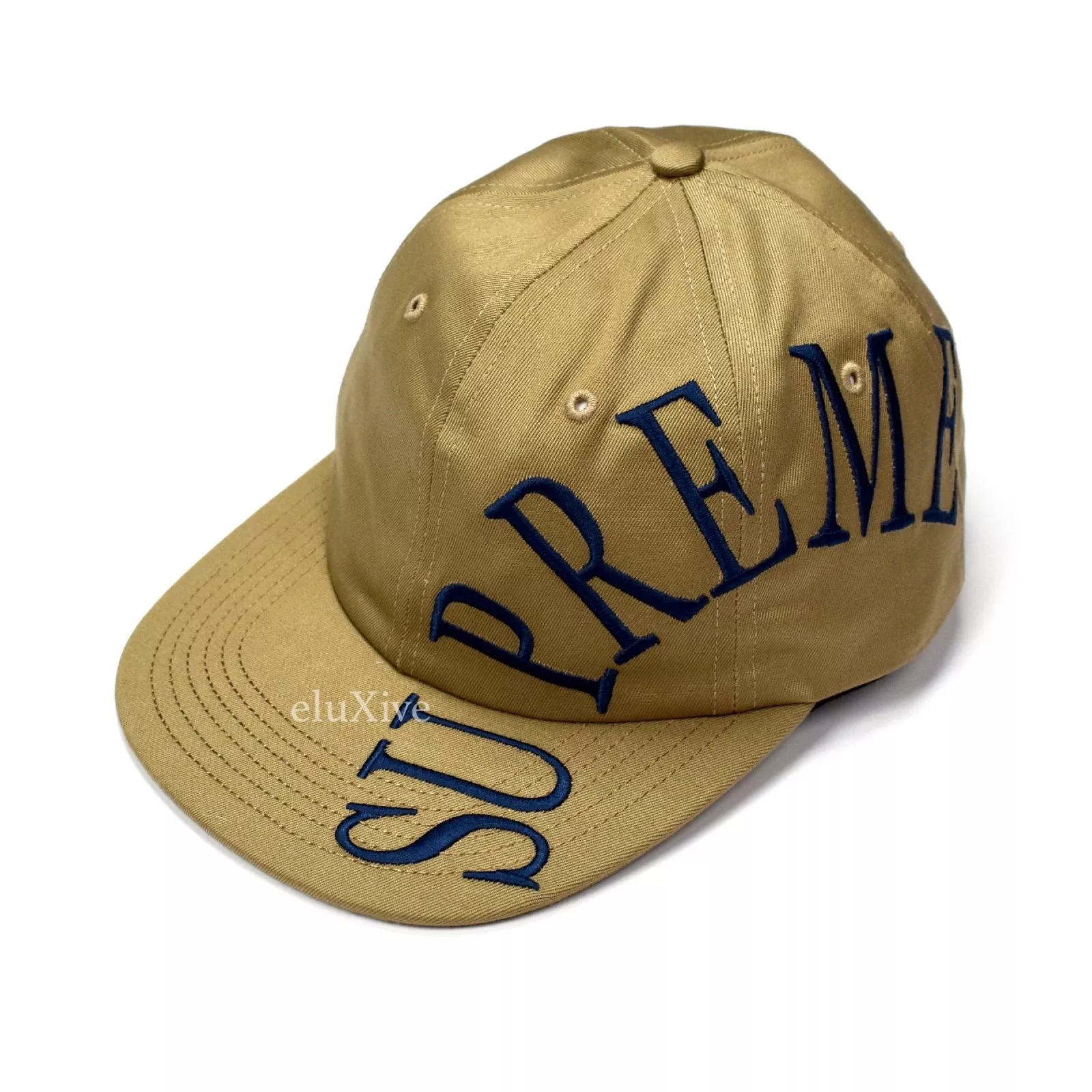 Neuf avec étiquettes chapeau casquette 6 panneaux Supreme NY arc latéral bronzé grand logo brodé SS18 AUTHENTIQUE