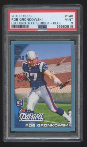 Rob Gronkowski [Cutting to His Right Blue] #148 2010 Topps card