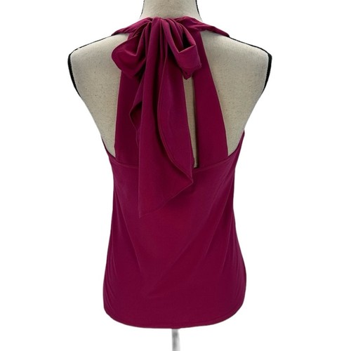 INC Sleeveless Halter Tie Neck Blouse - Cranberry Rose Pink - size Small - Picture 3 of 8