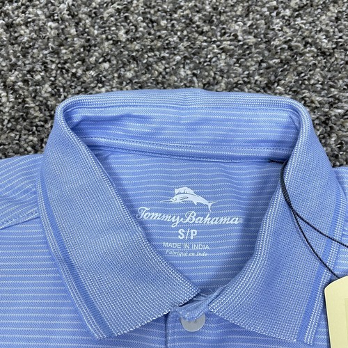 Polo da golf Tommy Bahama uomo piccola vestibilità rilassata a righe SS blu cielo $110* - Foto 3 di 9