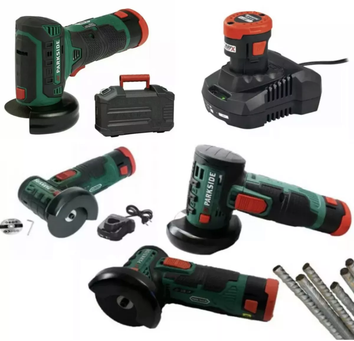 Parkside Cordless Angle Grinder Pwsa 12v WITH BATTERY AND CHARGER