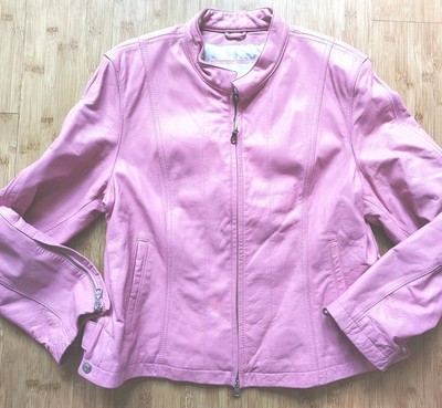 Wilson s Maxima Women s XL Bubblegum Pink Leather Biker Jacket