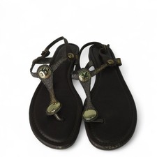 Russell & Bromley Sandals UK 7.5 Brown Small Heels Buckle Womenswear Preloved