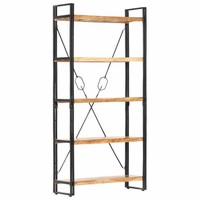 BüCherregal 5 FäCher 90 X 30 X 180 Cm Massivholz Akazie