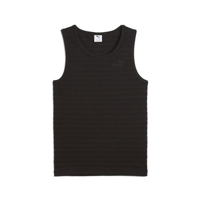 PUMA Elevated Essentials Structured Crew Neck Tank Top Mens Black Casual  Athlet