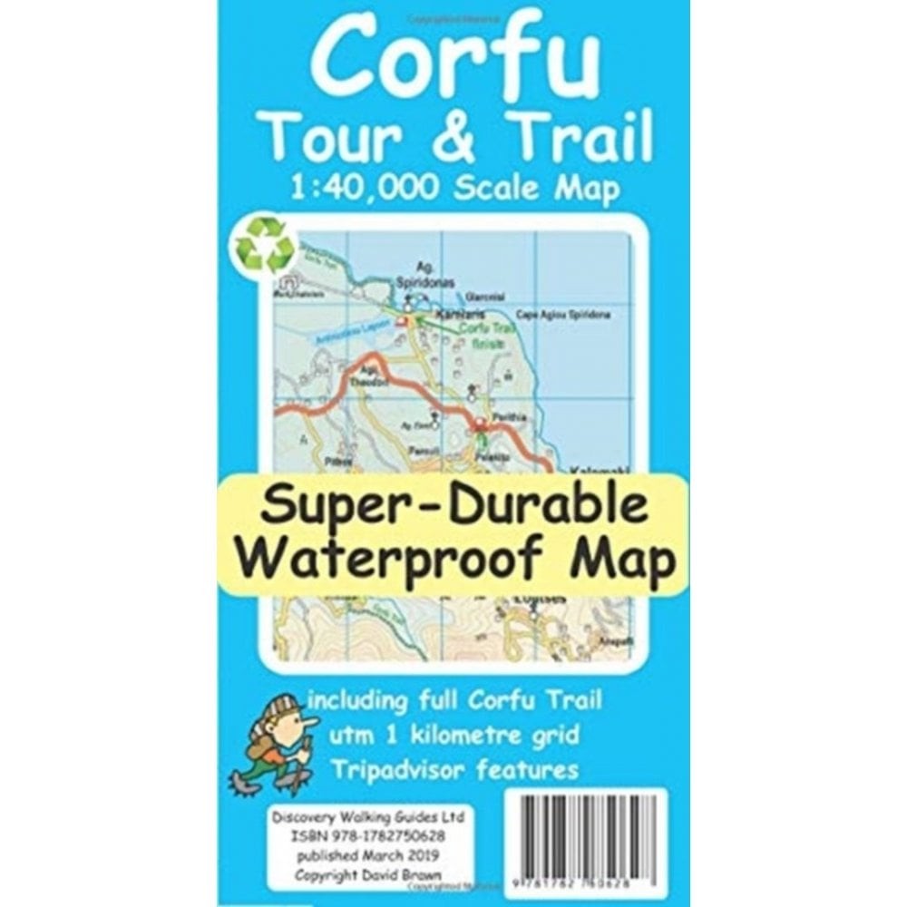 Greece Corfu Tour & Trail Super-Durable Map hiking driving tourist info 1:40K