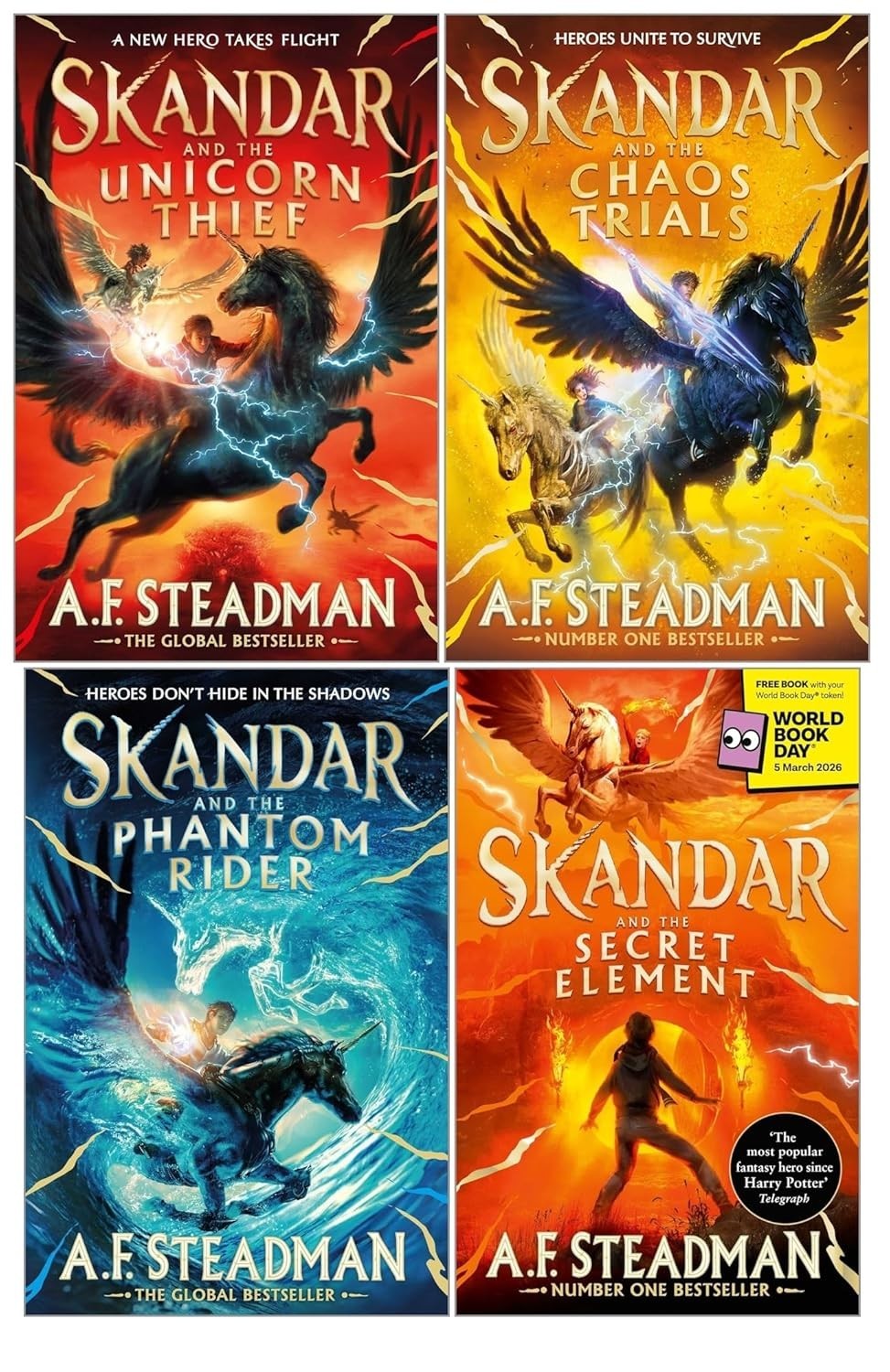 Skandar Series 4 Books Collection Set by A. F.Steadman Secret Element World Book