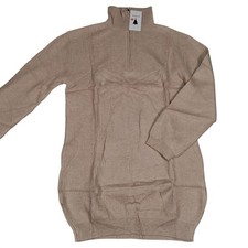 ZESICA Sweater Dress Womens Small Tan Ribbed Knit Quarter Zip Long Sleeve