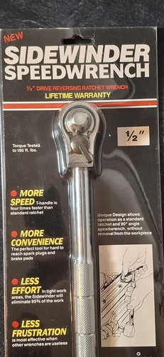 Original SIDEWINDER Ratchet Socket Speed Wrench Pivot T-Handle 1/2 1102 NOS - Picture 2 of 5