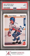 1991 UPPER DECK #21 TEEMU SELANNE RC HOF PSA 9