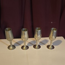 Set of 4 Vintage Pewter Goblets