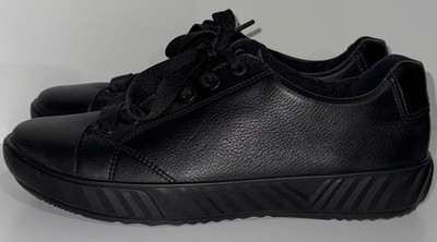Ara Black Leather Lace Up Comfort Sneakers Shoes Made in Portugal 6.5