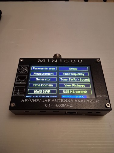 Mini 600MHz HF/VHF/UHF ANT SWR Antenna Analyzer Meter Frequency Sweep+Battery