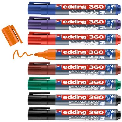8er Multipack Edding 4-360-8-S2999 Whiteboardmarker Set Schwarz, Rot, Blau,