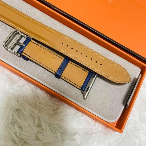 Hermès Navy Blue Double Tour Band for 38mm 40mm 41mm Apple Watch Unisex - Photo 6 sur 9