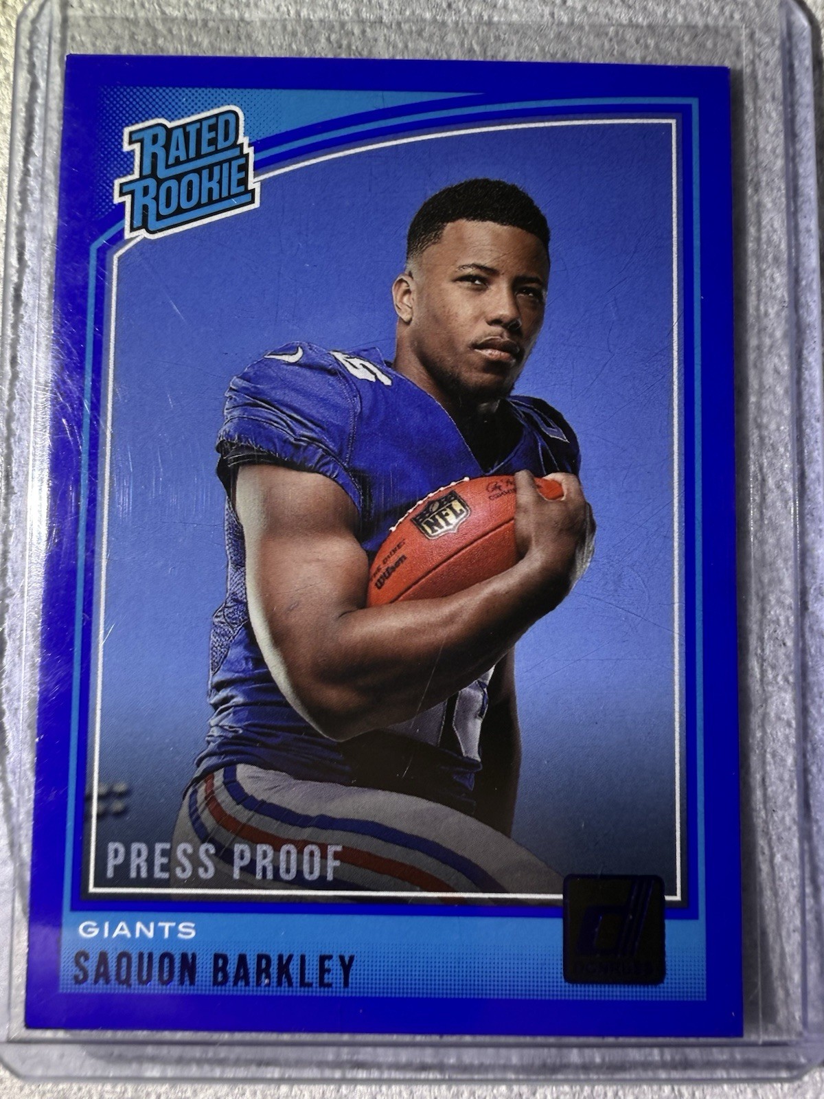 2018 Donruss Saquon Barkley Press Proof Blue Rookie RC #306 Giants