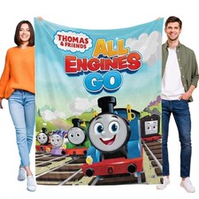 Thomas Train Flannel Blanket Soft Bed Sofa Throw Birthday Gift Cozy Lightweight