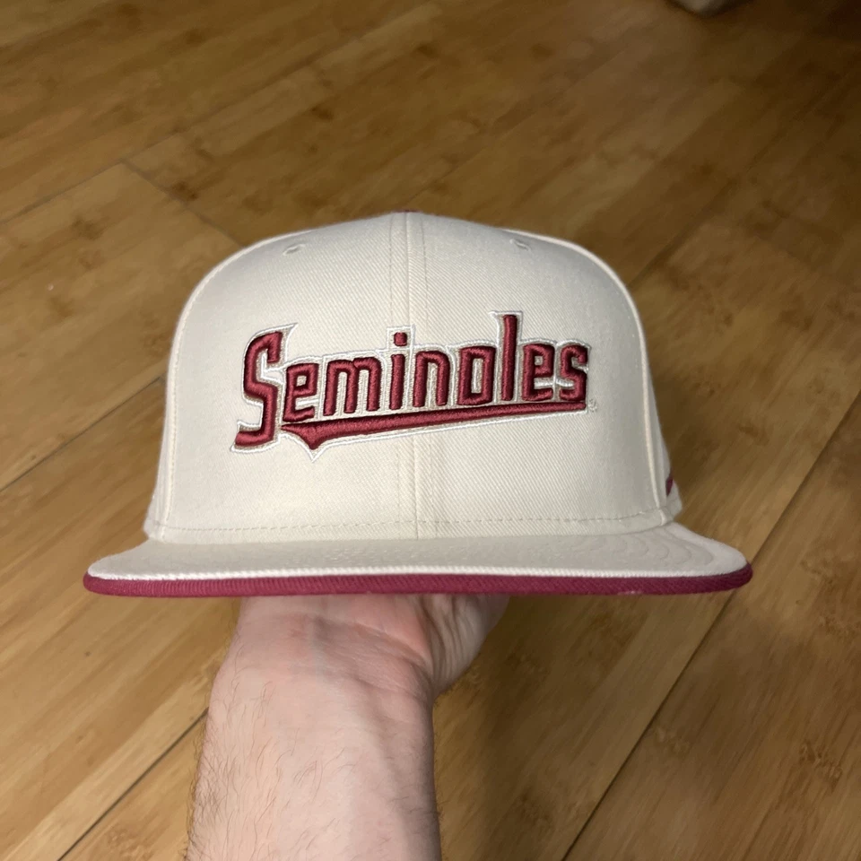Boné Nike Pro Florida State Seminoles creme bronzeado Swoosh ajustado 7 3/8 FSU EUC! - Imagem 3 de 4