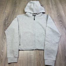 Nobull Womens Grey Full Zip Outdoor Cropped Performance Hoodie Jacket Size M