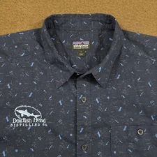 PATAGONIA Mens Navy Blue Organic Cotton S/S Dogfish Head Go-To Shirt Large