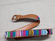 vintage SERAPE native american BELT fabric 32 handcrafted TOOLED leather INDIAN