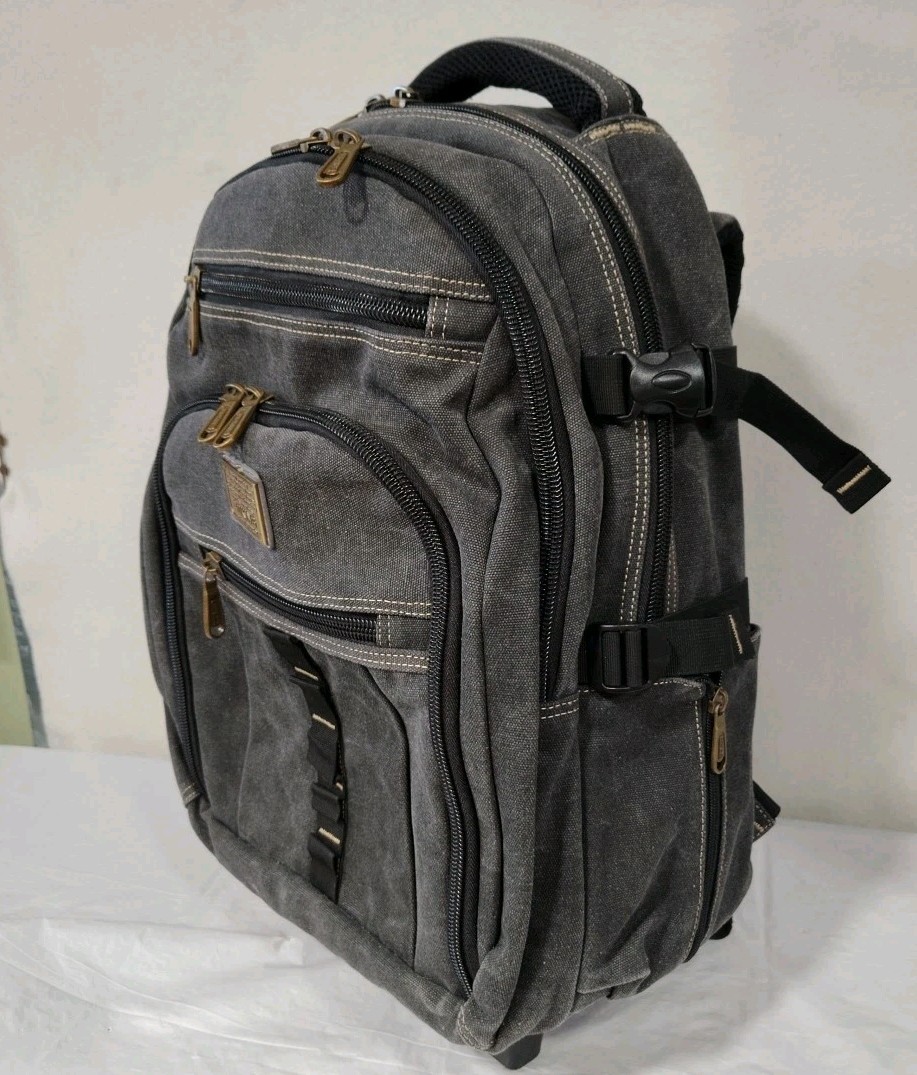AOKING Backpack Canvas Water Resistant Rolling Laptop Trolle