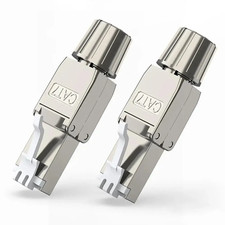 Cat7 Cat6A RJ45 Connector 2-Pack, Tool-Free Zinc Alloy Shielded Ethernet Termina