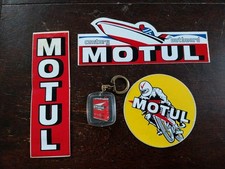 PORTE CLE MOTUL ET 3 AUTOCOLLANTS VINTAGE ANCIEN ANNEES 70 MOTO BATEAU PUB