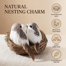 Simulation Bird Nest with Bird and Eggs Decor,Fake Foam Feather Birds,Artificial