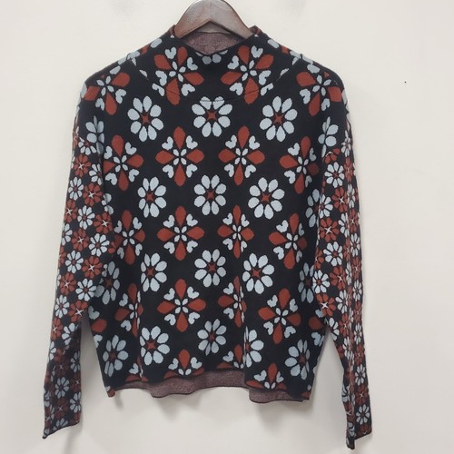 Maeve Anthropologie Womens Carys Mock Neck Sweater Size S Black Floral Retro