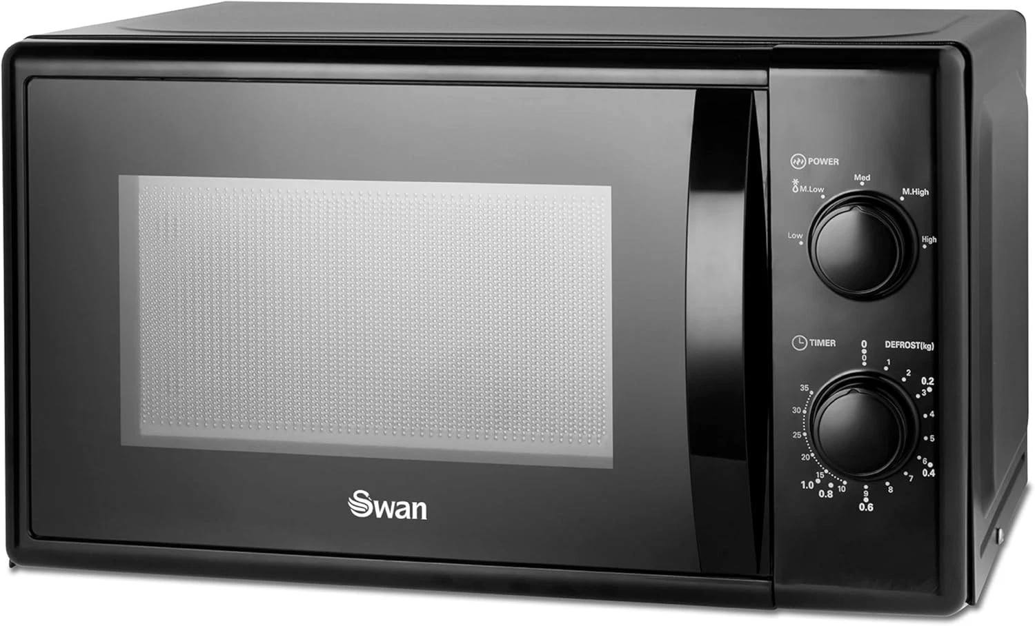 Swan Manual Microwave Black, 5 Power Levels, 35 Minute Timer, 700W, 20L, Defrost