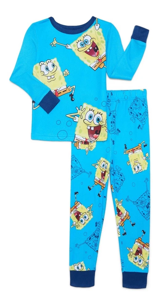 Bob Esponja Pantalones Cuadrados Niños Manga Larga Top y Pantalones Conjunto de Pijama, 2 Piezas, Talla 6 Foto 2 de 4