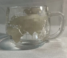 Nestle World Globe Frosted Glass Coffee Mugs Cups Set of 4