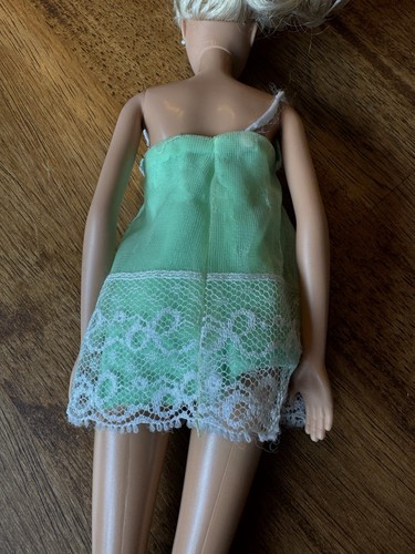 VTG Barbie 3348 Green RARE Variant Nightie PJ Top Lace Nightgown Panties Set - Picture 3 of 7